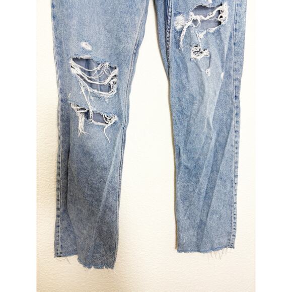 ZARA The 90's Full Length Jeans Size 8 Distressed High Rise Straight Leg - Picture 8 of 12